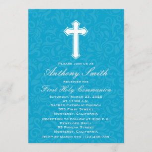 Boy's First Comunion Invitation with Cross