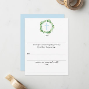 Boys First Holy Communion Fill In Thank You Card