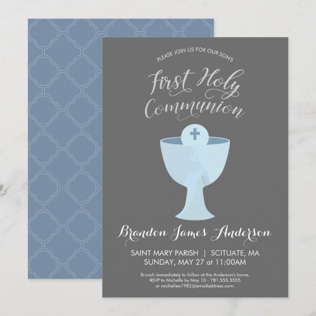Boy's First Holy Communion Invitation - Catholic (Front/Back)
