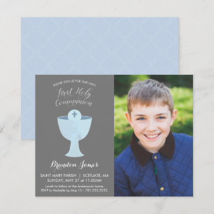 Boy's First Holy Communion Invitation w/ Photo