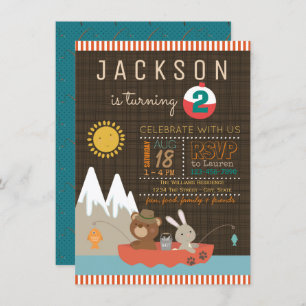 Boys Fishing Birthday Party Invitations