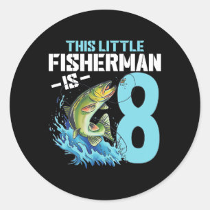 Boys Fishing Birthday Shirt 8 Year Old Boy Fisherm Classic Round Sticker