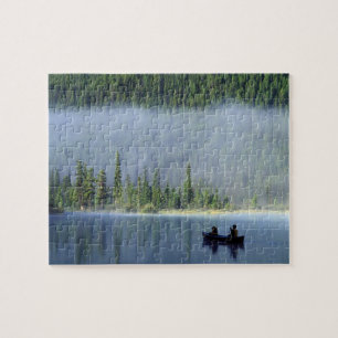 Boys fishing on Waterfowl Lake, Banff National Jigsaw Puzzle