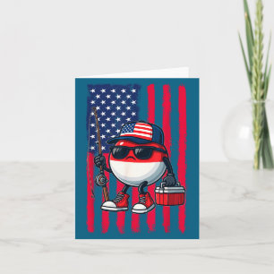 Boys Fishing Rod American Flag Patriotic Fishing F Card