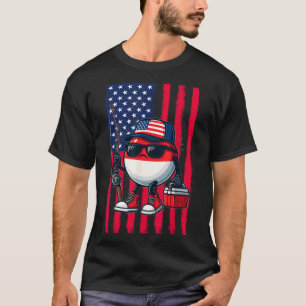 Boys Fishing Rod American Flag Patriotic Fishing F T-Shirt