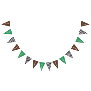 Boys Football Brown Sports Birthday Bunting Flags