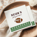 Boy's Football First Year Down 1st Birthday Party Napkin<br><div class="desc">Huddle up with your friends and loved ones – it's game time! Rally together for your little guys 1st birthday celebration. This design features a watercolor football and field with fun sporty typography.</div>