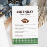 Boy's Football First Year Down 1st Birthday Trivia<br><div class="desc">Huddle up with your friends and loved ones – it's game time! Invite your party goers to celebrate the birthday party of your little guy with a fun birthday party trivia game!</div>