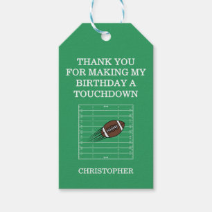 Boys Football Green Sports Birthday Gift Tags