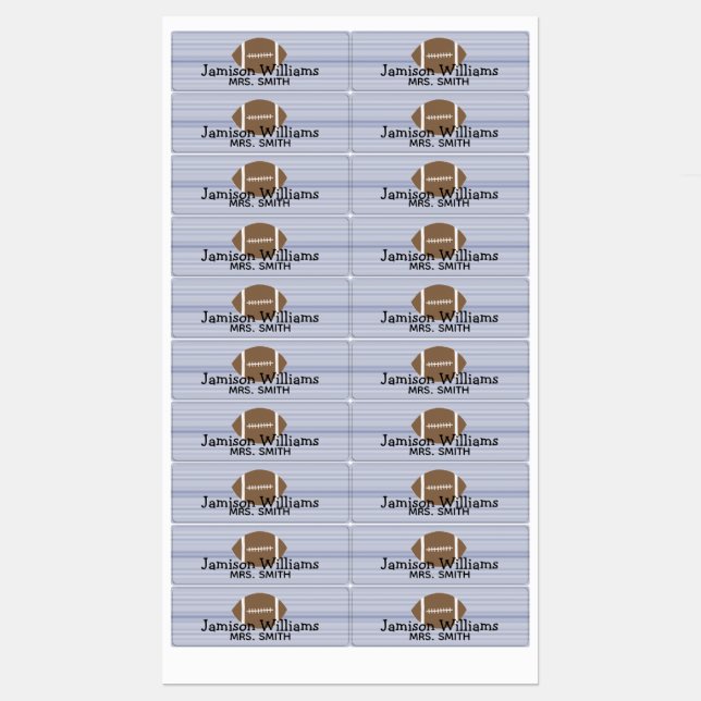 Boys Football Navy Waterproof Labels Badge (Sheet)