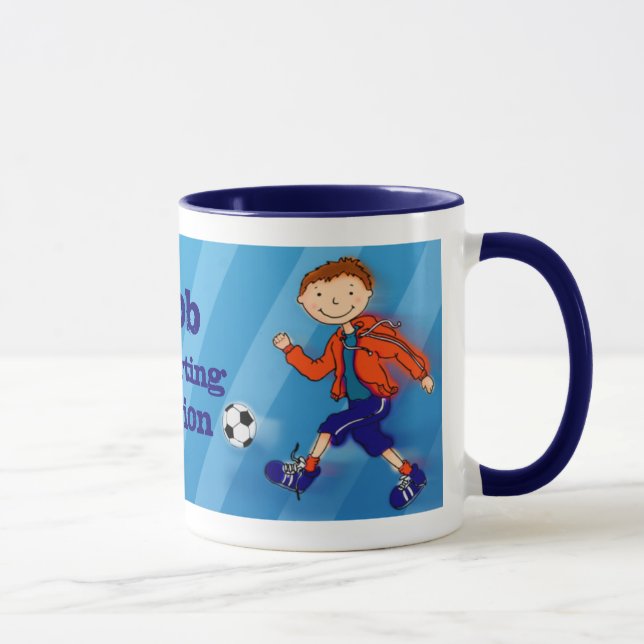 Boys football soccer champion mug blue (Right)
