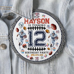 Boys Football Sports Birthday Party 6 Inch Round Button