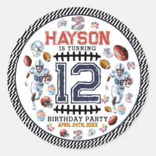 Boys Football Sports Birthday Party Classic Round Sticker