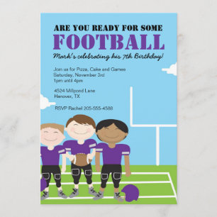 Boy's Football Themed Birthday Party Invitations