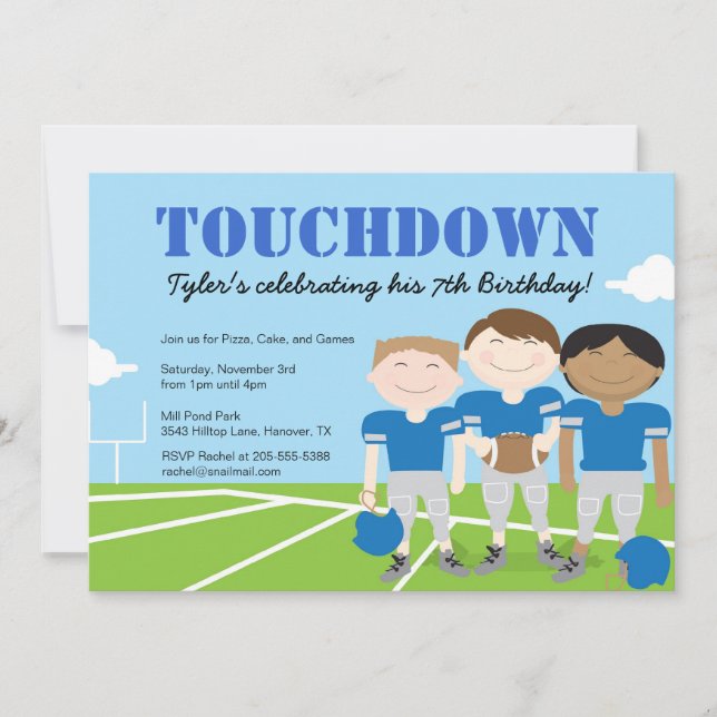Boy's Football Themed Birthday Party Invitations, Invitation (Front)