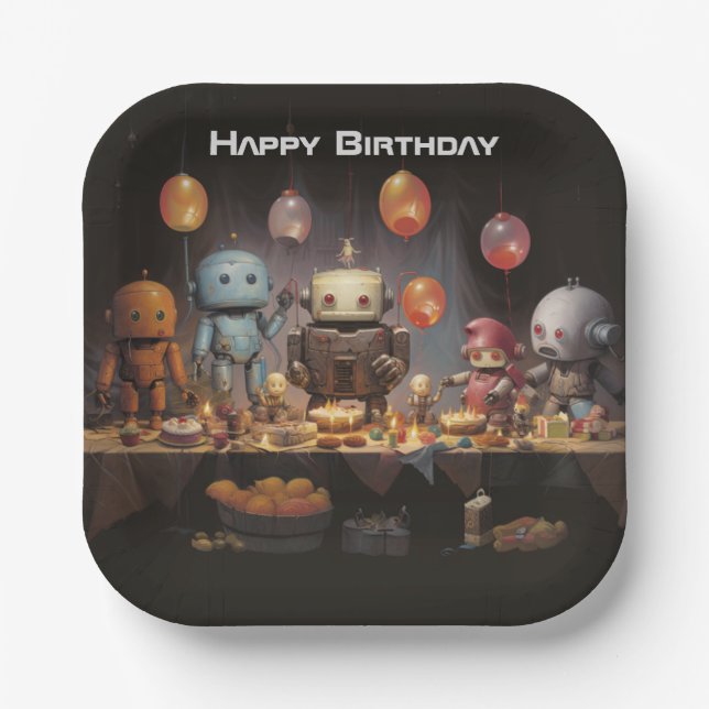 Boy's Fun Birthday Party Paper Plates #6 (Front)