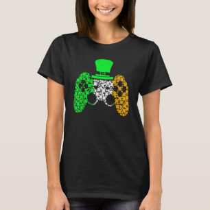 Boys Gamer Game Lucky Shamrock St Patricks Day Iri T-Shirt