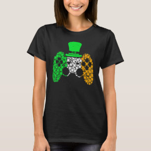 Boys Gamer Game Lucky Shamrock St Patricks Day Iri T-Shirt