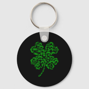 Boys Gamer Game Shamrock St Patricks Day Irish Men Keychain