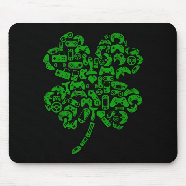 Boys Gamer Game Shamrock St Patricks Day Irish Men Mouse Pad (Front)