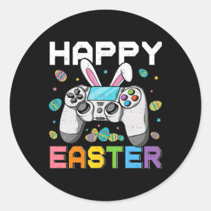 Boys Gamer Happy Easter Day Video Games Bunny Gami Classic Round Sticker