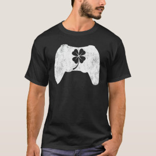 Boys Gamer Lucky Game Shamrock St Patricks Day Iri T-Shirt