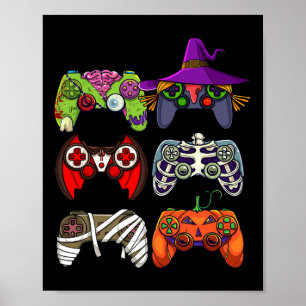 Boys Gamer Skeleton Zombie Gaming Controllers Kids Poster