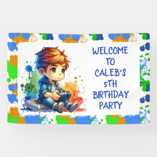 Boy's Gaming Welcome Personalized Birthday Banner