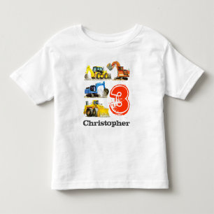 Boys Giant Construction Diggers 3rd Birthday Toddler T-shirt