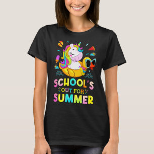 Boys Girl Unicorn Duck Swimming Pool School's Out  T-Shirt