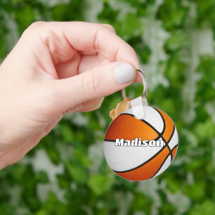 boys girls basketball orange team colours keychain