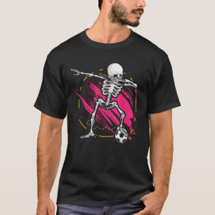 Boys girls dabbing skeleton soccer ball T-Shirt