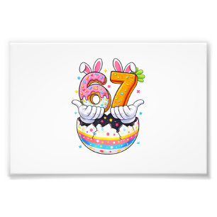 Boys Girls Easter Eggs Funny Bunny Six Seven 67 Me Photo Print