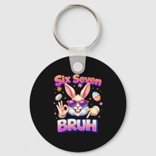 Boys girls easter funny bunny bruh six seven 67 keychain
