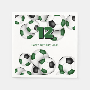 boys girls green black soccer sport birthday party napkin