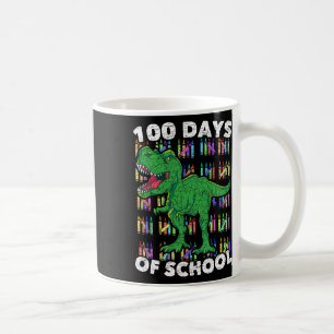 Boys Girls Kids Student T Rex 100 Days Of School  Coffee Mug