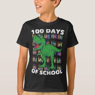Boys Girls Kids Student T Rex 100 Days Of School  T-Shirt