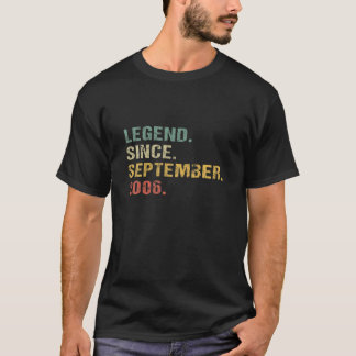 Boys Girls Legend Since September 2006 Retro 15Th T-Shirt