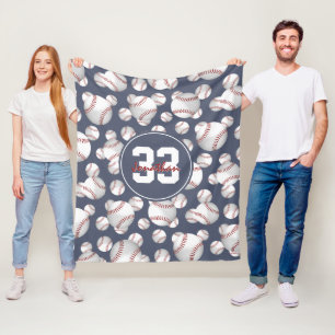 boys girls personalized baseball softball pattern fleece blanket