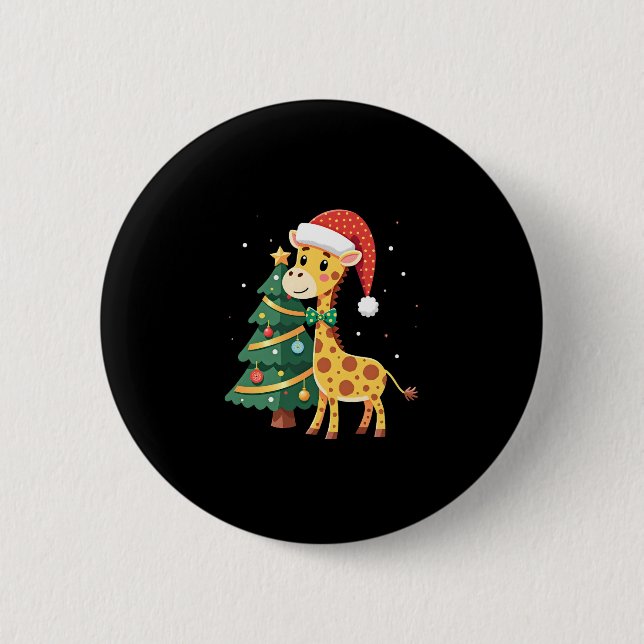 Boys Girls Santa Claus Riding Giraffe Sleigh Ugly  2 Inch Round Button (Front)