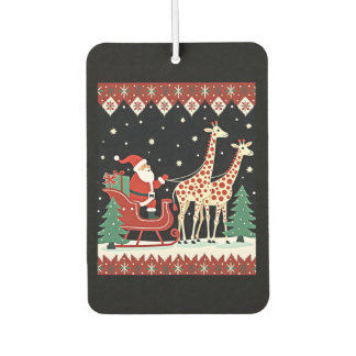 Boys Girls Santa Claus Riding Giraffe Sleigh Ugly  Air Freshener