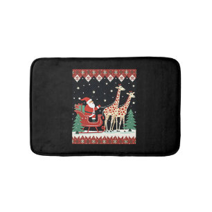 Boys Girls Santa Claus Riding Giraffe Sleigh Ugly Bath Mat