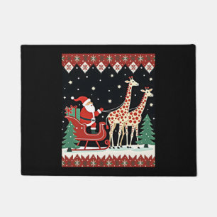 Boys Girls Santa Claus Riding Giraffe Sleigh Ugly  Doormat
