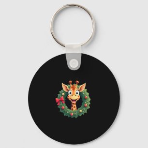 Boys Girls Santa Claus Riding Giraffe Sleigh Ugly  Keychain