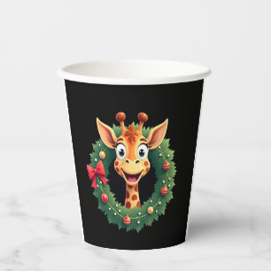 Boys Girls Santa Claus Riding Giraffe Sleigh Ugly  Paper Cups