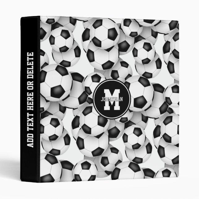 boys girls soccer balls pattern sports binder (Front/Spine)
