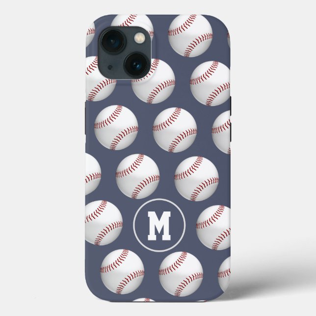 boys girls sports baseballs softballs monogrammed Case-Mate iPhone case (Back)