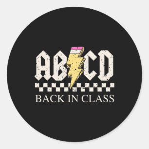 Boys Girls Teachers Rock Back To School Abcd Back Classic Round Sticker