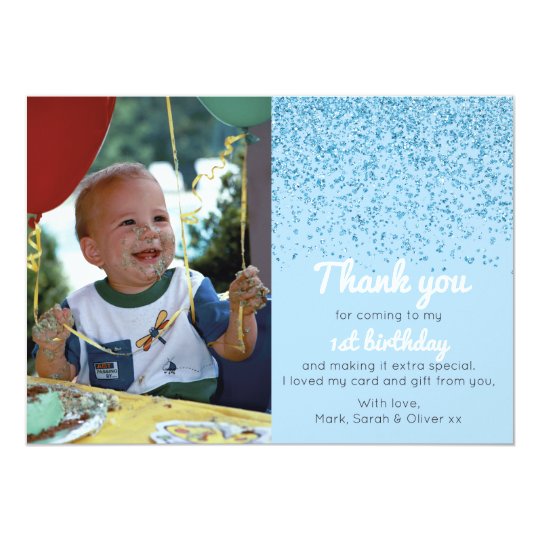 Boys glitter birthday thank you card