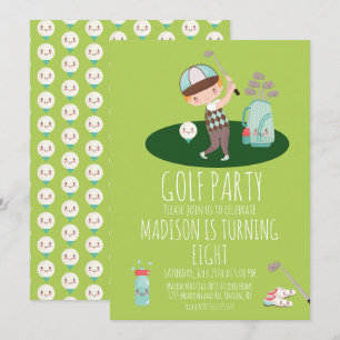 Boys Golf Cute Birthday Party  Invitation